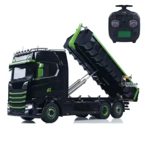 1/14 6x6 Metal Hydraulic RC Dumper Car 770S G66 Radio Control Roll Off Full Dump Truck Standard Bucket Rear Axle Lifting 3-speed Transmission Light Sound FlySky ST8