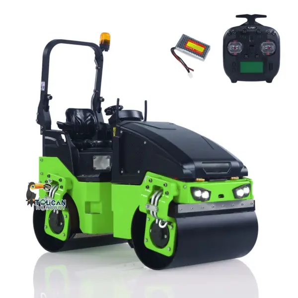 1/14 Metal RC Electric Road Roller BW120AD Ready-to-Run Remote Control Construction Vehicle Model Flysky ST8 Radio Battery Lights System Motor ESC RTR