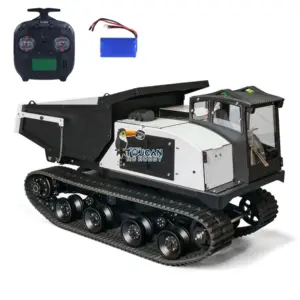 WKLC Metal 1/14 Hydraulic RC Dump Truck T14R Panther Crawler Tracked Tipper Construction Machine Light Sound System Flysky ST8 Radio