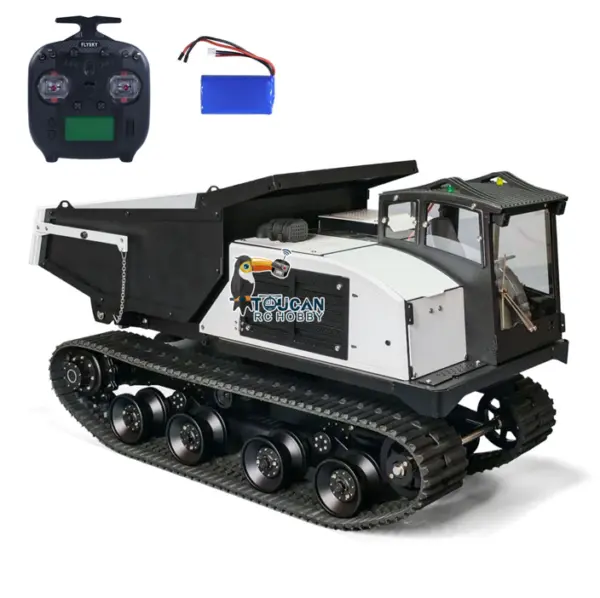 WKLC Metal 1/14 Hydraulic RC Dump Truck T14R Panther Crawler Tracked Tipper Construction Machine Light Sound System Flysky ST8 Radio