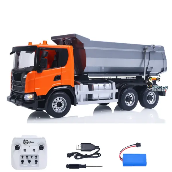 Double E 1/20 Electric Remote Control Dump Truck 6X4 RC Tipper G540 Model Metal Bucket 260 Brushed Motor Openable Door Lights