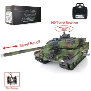 Heng Long 1/16 TK7.0 Generation Leopard2A6 RC Tank 3889 W/ IR Battling Battle FPV System Ready to Run Lights Sounds Smoke