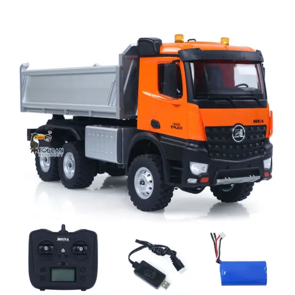 1/14 HUINA 1598 2.4G Remote Control Dumper 6*6 Engineering Transport Vehicle Lifting Rod Tipper Car Light Sound Battery Toys