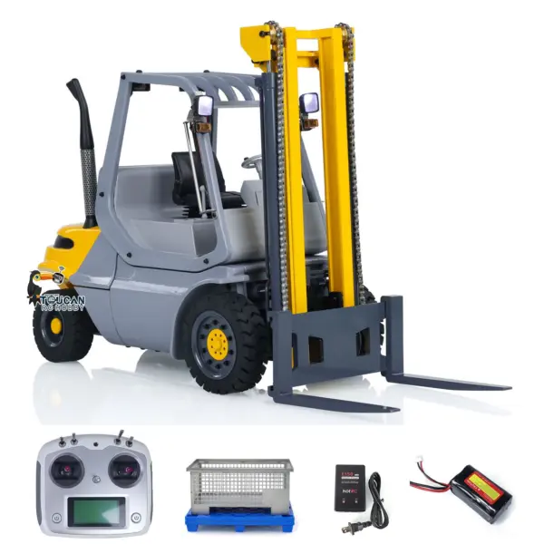 1/14 Metal Hydraulic RC Forklift Remote Controlled Wheeled Transfer Car Construction Vehicles Light Sound FlySky I6S Radio Controller PNP RTR