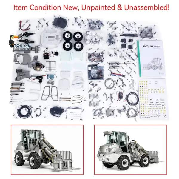 LESU 1/14 AT1050 RC Hydraulic Equipment Fork Loader Radio Control Telescopic Arm Car Kits DIY Model Light Sound System