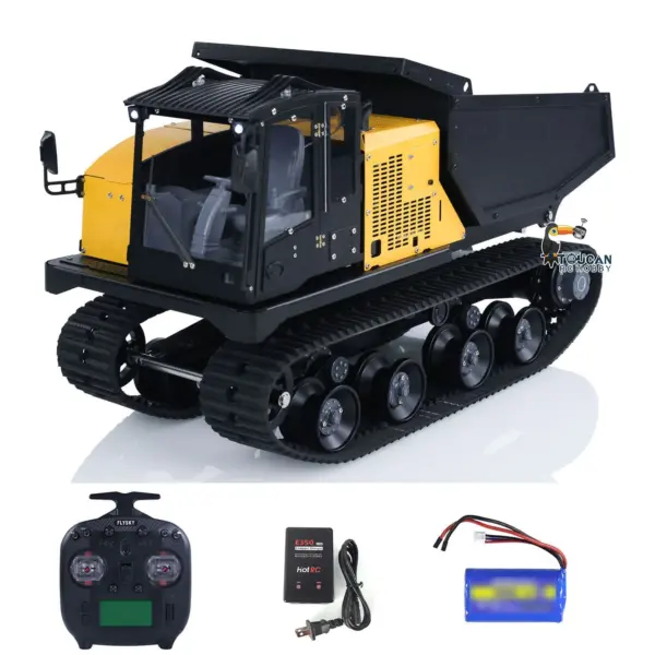 WKLC Metal 1/14 RC Hydraulic Crawler Dump Truck T14R Radio Controlled Tracked Tipper RTR Construction Vehicle ST8 Light Sound Battery