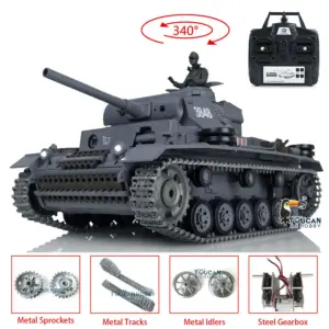 Henglong Upgraded German Tank 3848 RC Tank Panzer III L 7.0 1/16 W/ Metal Sprockets Idlers 2 Sounds for Radio Control Tank