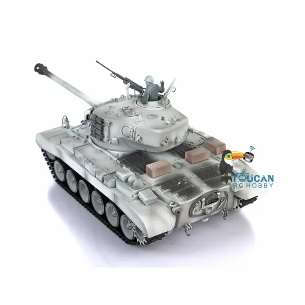 Henglong 1/16 Scale Plastic RC Tank 7.0 USA M26 Persing 3838 w/ 360Degrees Rotating Turret Steel Gearbox Barrel Recoil FPV w/ Holder
