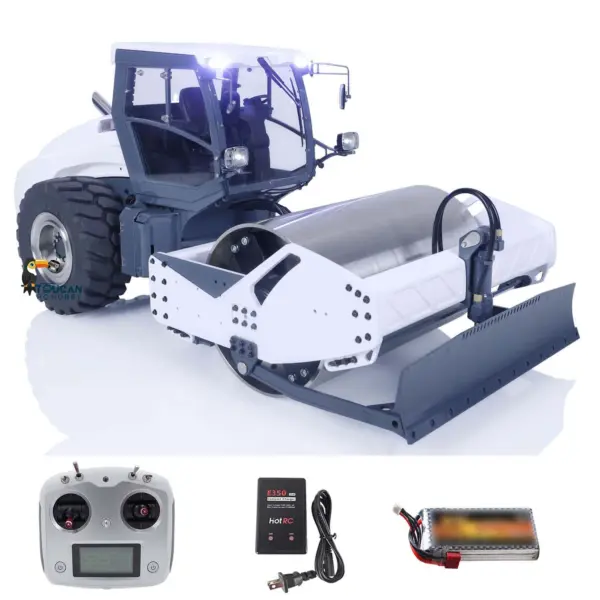 LESU 1/14 Hydraulic RC White Road Roller Aoue-H13i Electric Assembled Engineering Metal Vehicle Sound Light System ESC Motor