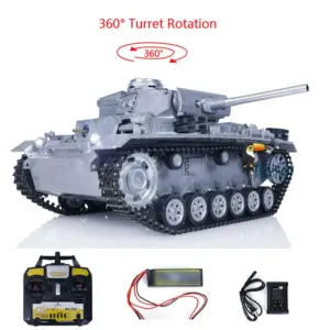 Mato 100% Metal 1/16 German Panzer III BB Shooting RTR Radio Control Tank Ready-To-Run 1223 2.4G Main Board Charger Receiver 360Degrees