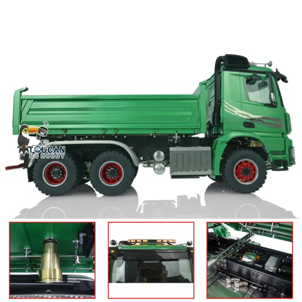 LESU 1/14 6*6 3Axles 3-way RC Hydraulic Dumper Radio Control Tipper Assembled Painted Cabin Body Sound Light System I6S Battery