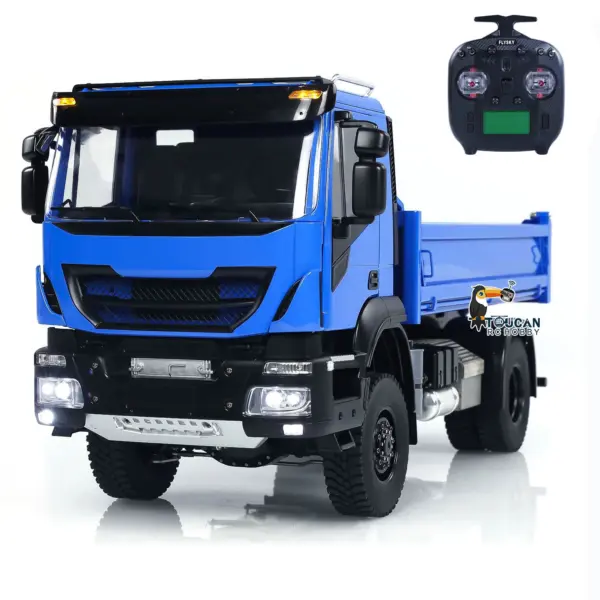 Metal 1/14 4x4 RC Hydraulic Dump Truck Customized Radio Control Tipper Car Simulation Model FlySky ST8 Assembled and Painted