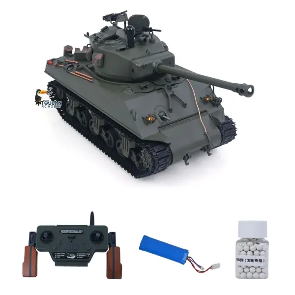 Large Hatch 1/16 Remote Control Tank Sherman M4A3 Infrared System Barrel Elevation Smoke Unit Metal Chassis Gearbox 360 Degrees Turret