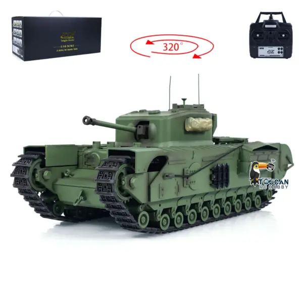 1/16 Tongde RC Battle Tank Churchill Mk.VII Remote Controlled Panzer Electric Infantry Fighting Vehicles Barrel Recoil System