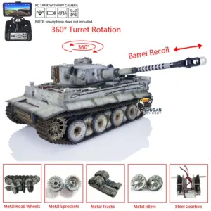 1:16 Henglong RTR RC Tank Pro 7.0 Tiger I 3818 Remote Control Military Cars FPV Hand Spray Painting Color Road Wheels 360 Turret