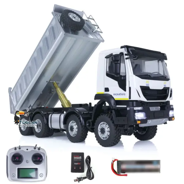 LESU 1/14 Painted RTR RC Hydraulic Dump Truck 8X8 for Metal Chassis Lock Differential Steering Servo Charger ESC