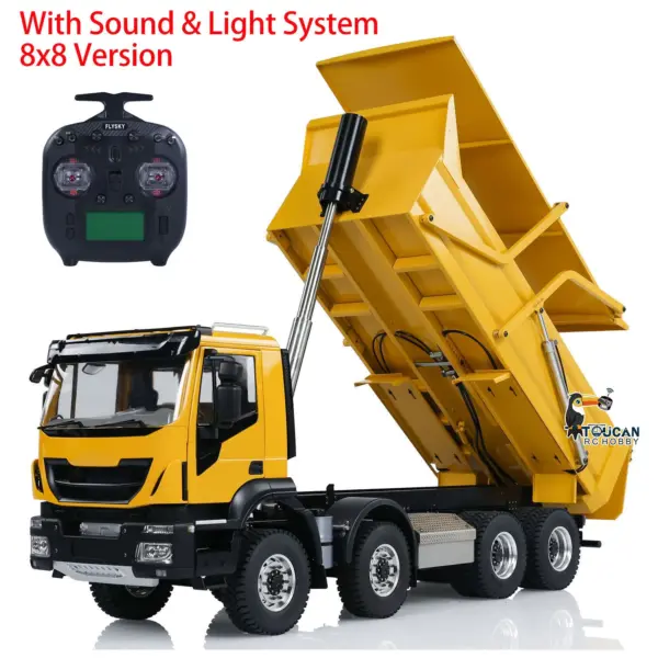 1/14 Metal 8x8 Hydraulic RC Tipper Truck Flip-over Cover Remote Control Dump Simulation Car PNP ESC Servo Motor