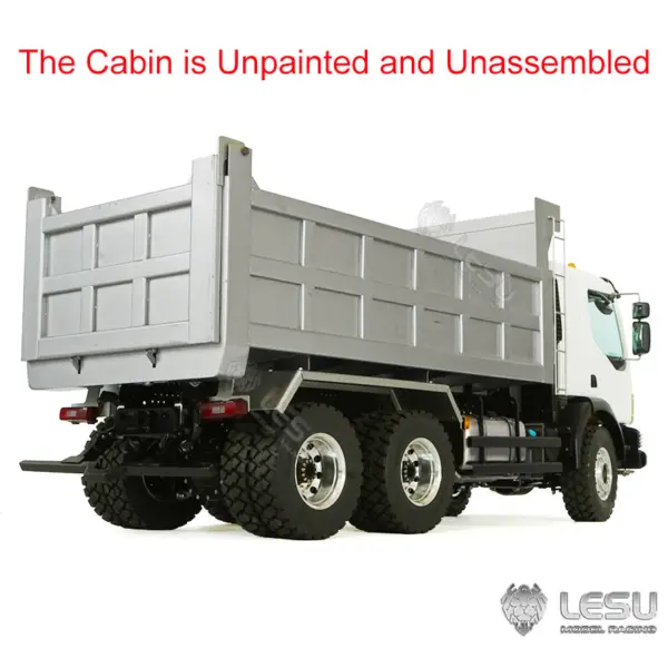 1/14 LESU 6x6 RC Hydraulic Metal Dumper Tipper Sound Light System Chassis Bucket Unpainted Unassembled Cabin Body VM Truck