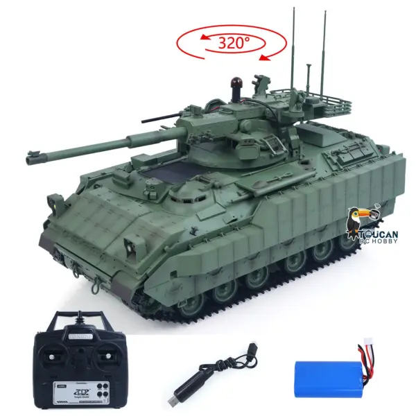 Tongde 1/16 Remote Control Tank Model M2128 Bradley Infrared System 320 Degree Rotation Turret Light Sounds Battery Ready to Run