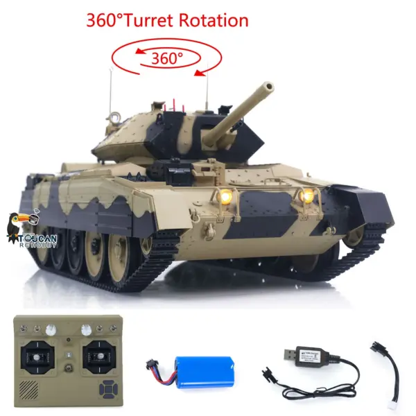 1/16 2.4G RC Military Tank CoolBank Crusader MK III Wireless Control Battle Tank Model 360??Turret Rotary Smoke Sound Lights RTR