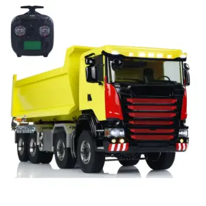 Metal 1/14 8x8 Hydraulic RC Roll Off Dumper Truck Engineering Vehicle Model Differential Lock Axles 3Speed U-shaped High Bucket