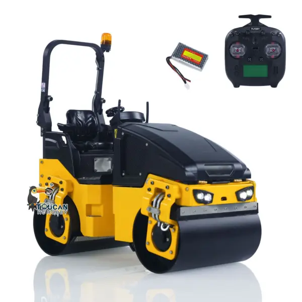 1/14 Metal RC Electric Road Roller BW120AD Ready-to-Run Remote Control Construction Vehicle Model Flysky ST8 Radio Battery Lights System Motor ESC RTR