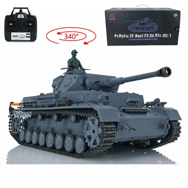 2.4G Henglong 1/16 Scale RC Tank 3859 Plastic German Panzer IV F2 RTR 7.0 Tank w/ Smoking Gearbox BB Shooting Road Wheels Tracks