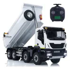1/14 8x8 Metal Hydraulic RC Dump Truck Remote Control Tipper Car Sound Lights Assembled Painted Model ESC Motor Servo