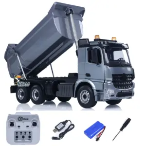 DoubleE E590 003 1/20 RC Dump Truck 6X6 Electric Lifting Remote Control Tipper Metal Gears Sounds Lights Model Vehicle RTR
