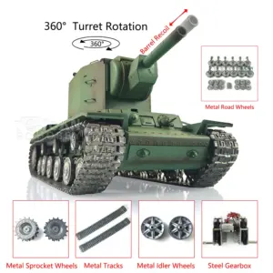 Henglong 1/16 7.0 Customized Painted RC Tank Metal Road Wheeled Radio Control Tracks Soviet KV-2 Gigant RTR 3949 360