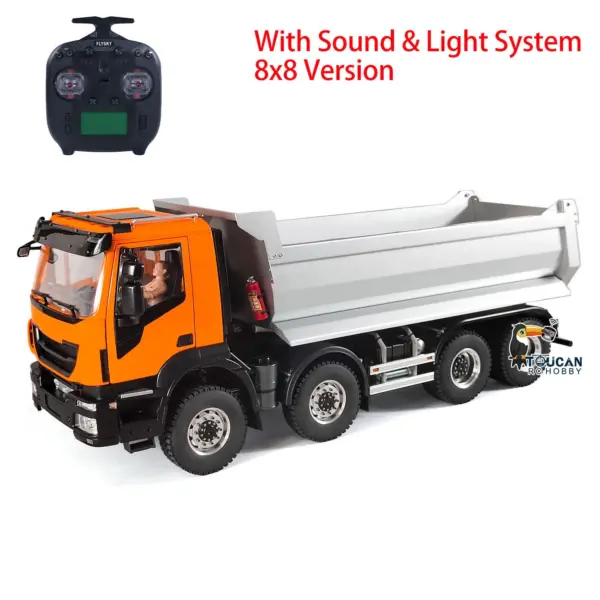1/14 8x8 Metal Hydraulic RC Dump Truck Remote Control Tipper Car Sound Lights Assembled Painted Model ESC Motor Servo