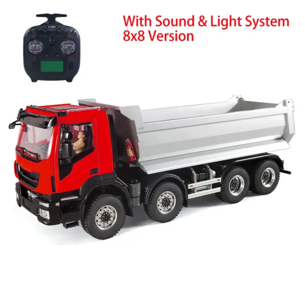1/14 8x8 Metal Hydraulic RC Dump Truck Remote Control Tipper Car Sound Lights Assembled Painted Model ESC Motor Servo