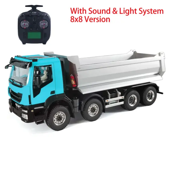 1/14 8x8 Metal Hydraulic RC Dump Truck Remote Control Tipper Car Sound Lights Assembled Painted Model ESC Motor Servo