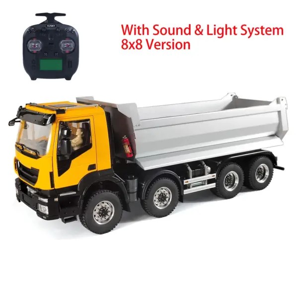 1/14 8x8 Metal Hydraulic RC Dump Truck Remote Control Tipper Car Sound Lights Assembled Painted Model ESC Motor Servo