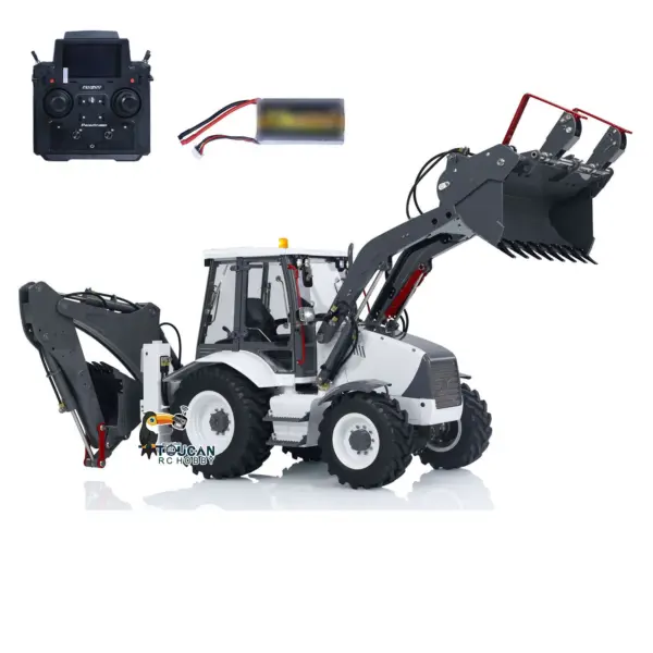 LESU 1/14 Scale RC Hydraulic Backhoe Loader AOUE BL71 Radio Controlled Construction Vehicle Loader Excavator 2 in 1 Model PL18EVLite Painted Assembled Multi functional loader