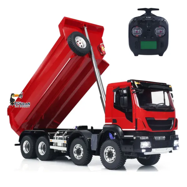 1/14 8x8 Metal Hydraulic RC Dump Truck Remote Control Tipper Car Sound Lights Assembled Painted Model ESC Motor Servo