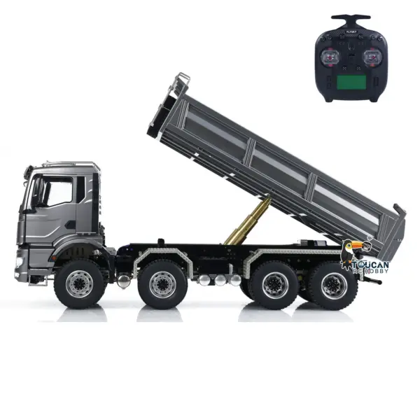 1:14 Scale Hydraulic 8x8 RC Tipper Truck Radio Control Dump Truck Metal Cabin Shell Differential Lock 2speed Sound Light Assembled Painted