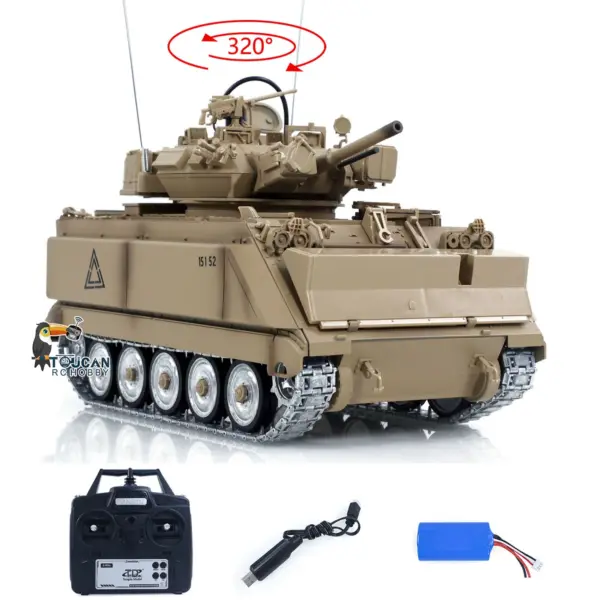 1/16 Tongde Remote Control Tank M2412-A M113A1 MRV Infrared Barrel Recoil Fire Flashing 320 Turret Rotation Metal Drive Gearbox