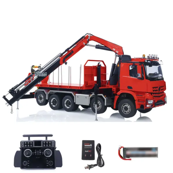 1/14 10x10 RC Hydraulic Crane Dump Truck Radio Control Full Dumper Lorry with U-shaped Short High Standard Bucket Timber Flatbed