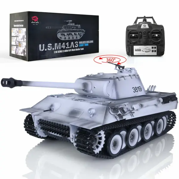 Henglong 1/16 Upgraded Radio Control Tank German Panther 3819 w/ 360Degrees Rotating Turret Steel Gearbox Metal Sproket Wheels Tracks