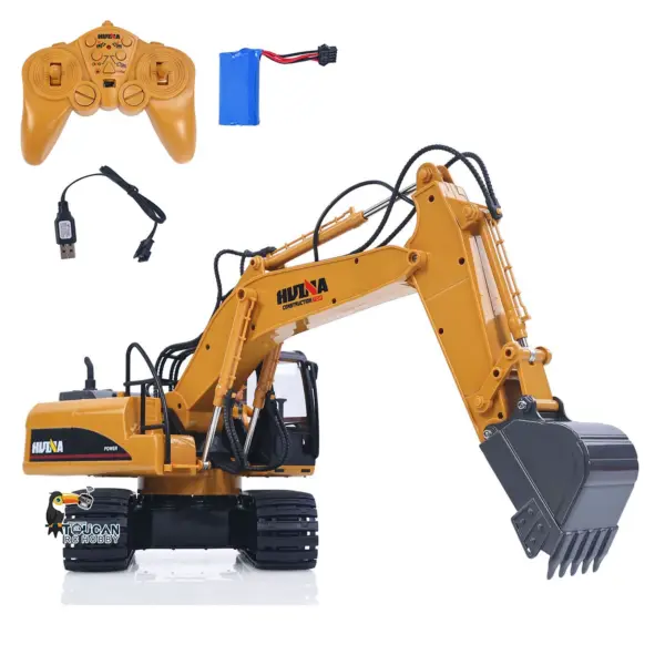 HUINA 1/14 RC Electric Excavator 1535 Remote Control Digger 15CH 2.4G Radio Finished Toy Model Battery Sound Light Effects