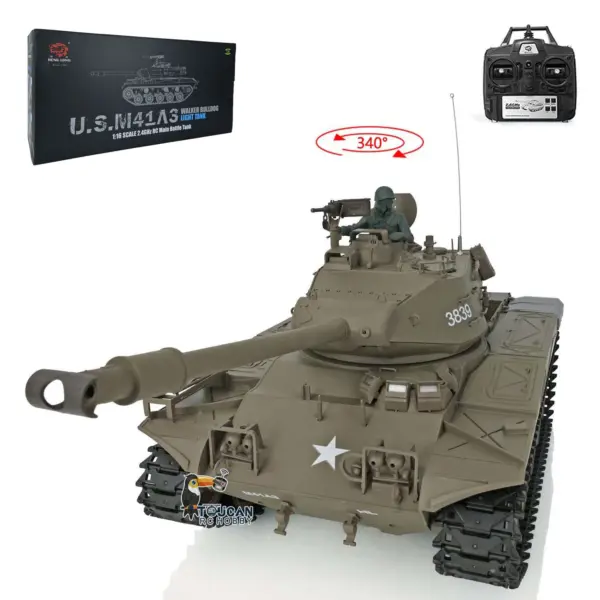 2.4Ghz Henglong 1/16 Scale 7.0 Plastic Walker Bulldog RTR RC Tank Remote Control Panzer Military Model 3839 Infrared Combating