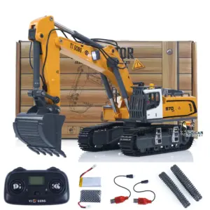 1/50 Plastic RC Excavator K970 Mini Electric Lifting Digger Toy RTR Metal Tracks Bucket N20S Motor Lights Sound Remote Control Battery Collectible