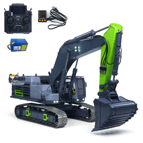 55KG! 395F 1/12 Metal RC Tracked Excavator Remote Control Hydraulic Digger 2830 Brushless Motor Dual Pump System Flysky Radio