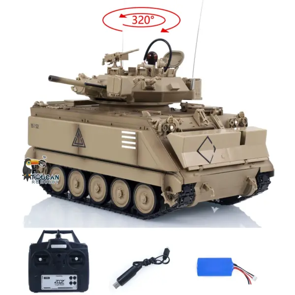 TD 1/16 RC Military Tank M2412-A M113A1 MRV 320 Turret Rotary Barrel Recoil Elevation Infrared Driving Wheel Idlers Gearbox