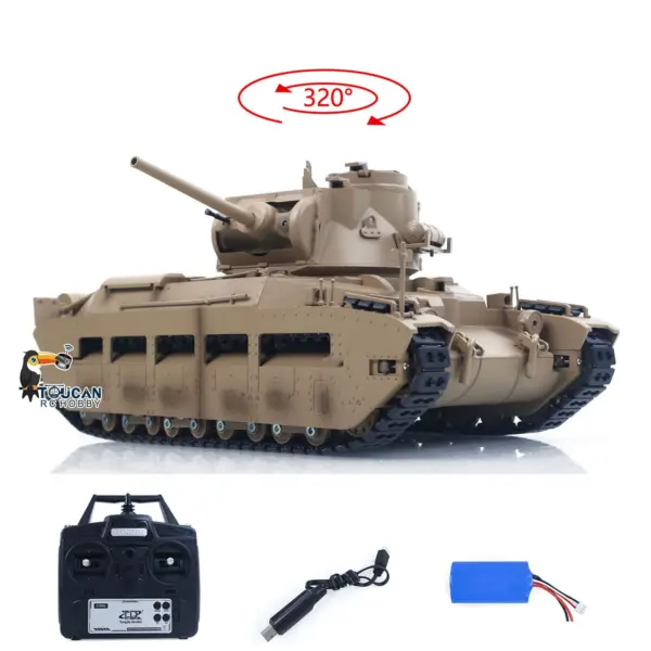 Tongde 1/16 Remote Control Military Tank Matilda III IV Turret Rotation 320 Degree IR Lights Sounds RC Electric Model Smoke Unit
