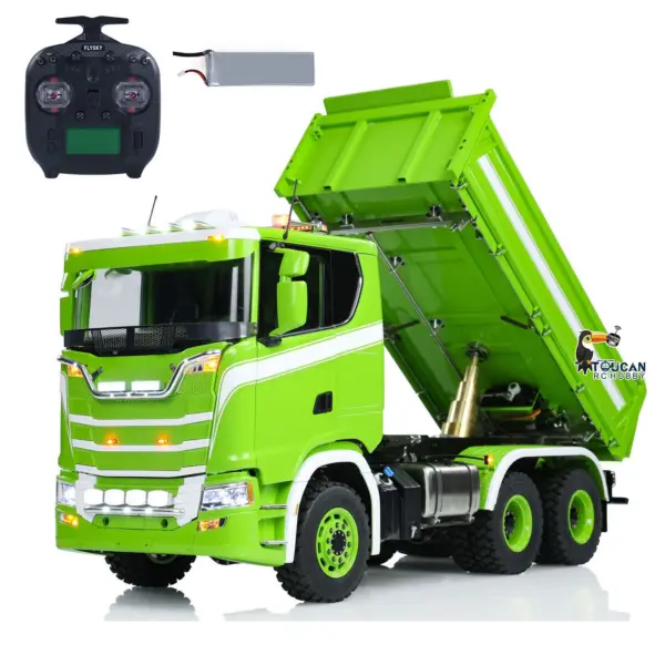 LESU 770S 1/14 6x6 RC Hydraulic Dumper Truck 3-way Remote Controlled Tipper Model Light Sound Smoke