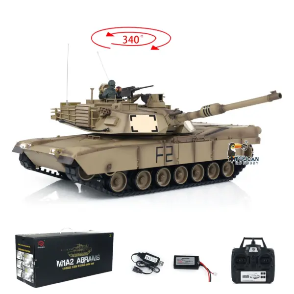 2.4Ghz Henglong 1/16 Scale 7.0 Plastic Ver M1A2 Abrams RTR RC Tank 3918 Model