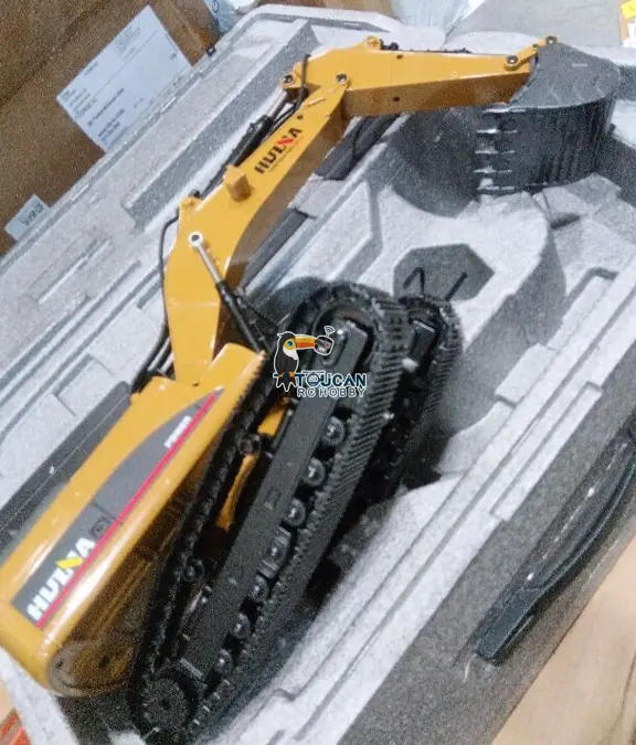 HUINA New Upgrade 580 1/14 Metal Excavator Model Engineering Vehicle Electric Ball Grabber 360 Rotating Shear Claw Sound Lights