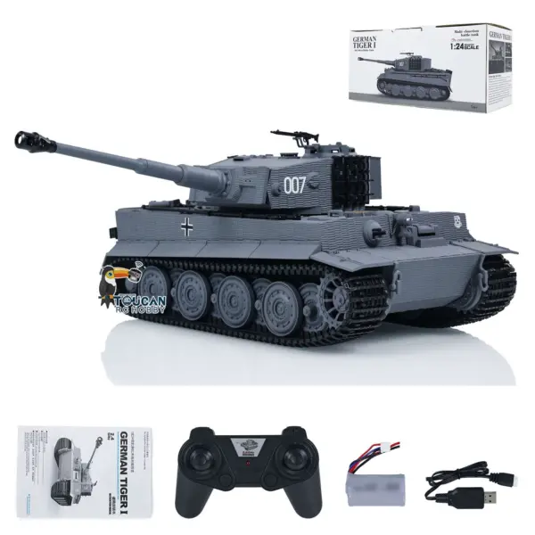Taigen 1/24 217 007 RC Battle Tank Tiger I Remote Control Military Tanks Armored Panzer Infrared Combat USB Assembled Painted
